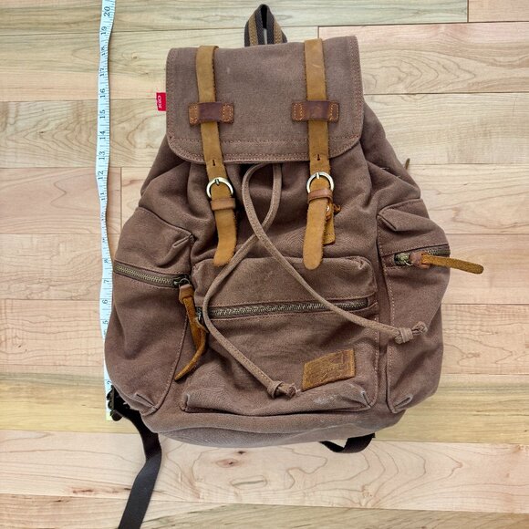 CANVAS BROWN BACK PACK BAG - Picture 1 of 15